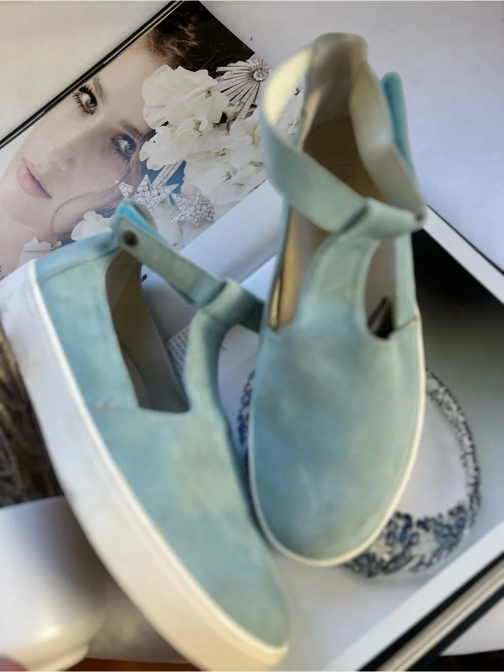 Women’s Mint Suede Slip-On Platform Sneakers 9.5